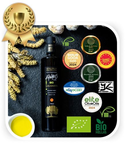 Grecka Oliwa z Oliwek BIO 750ml Extra Virgin z Kalamaty Ekologiczna Kanakis na Arena.pl