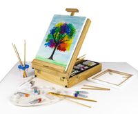 Zestaw malarski duży w kuferku sztaluga farby pędzle