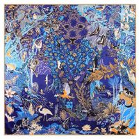 SZAL SZALIK jedwab Apaszka chusta niebieska złota