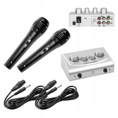 Mikrofon do KARAOKE MIKSER AUDIO z efektami ECHO 2 mikrofony w zestawie na Arena.pl