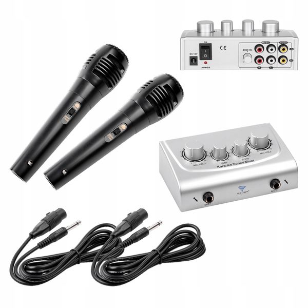 Mikrofon do KARAOKE MIKSER AUDIO z efektami ECHO 2 mikrofony w zestawie zdjęcie 1