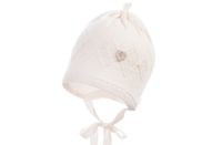 Jamiks JAKS czapka niemowlęca dla chłopca wiązana chrzest ecru 36-38