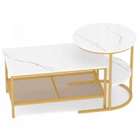 Stolik kawowy Costway 106 x 52 x 56cm biały, złoty