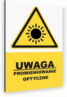 Tabliczka znak informacyjny 20x15 Biała PROMIENIOWANIE OPTYCZNE Nierdzewna