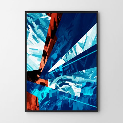 Plakat cyfrowy do wydruku niebieska abstrakcja na Arena.pl