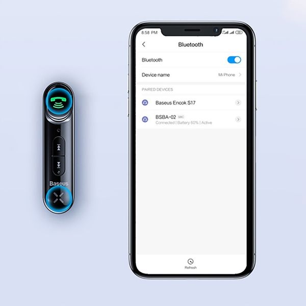 Baseus Transmiter Odbiornik Audio AUX Bluetooth 5.0 do auta zdjęcie 6