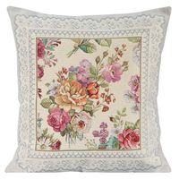 Poszewka dekoracyjna gobelin 45x45 Eurofirany srebrna w róże