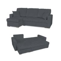 Narożnik Rene rozkładany z funkcją spania Family Meble sztruks ciemny szary