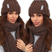 CZAPKA DAMSKA KOBIECA ZIMOWA MODNA CIEPŁA PRODUKT POLSKI CZEKOLADOWY