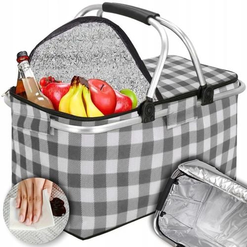 KOSZ PIKNIKOWY SKŁADANY TORBA TERMICZNA TURYSTYCZNY KOSZYK IZOLACYJNY 30L na Arena.pl