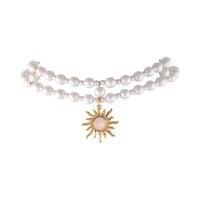 Podwójny choker z satynowych pereł ze słoneczkiem (C25/KOR/26AU)