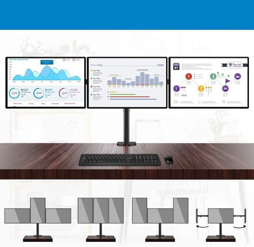 HUANUO Regulowany Uchwyt na 3 Monitory 13-24 Cali Czarny na Arena.pl