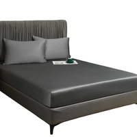 Prześcieradło z Gumką 160x200 Bambusowe Gładkie Oddychające Czarne