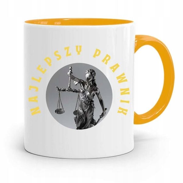 Kubek Żółty Prezent Dla Prawnika Najlepszy Prawnik Z Nadrukiem Ze Zdjęciem zdjęcie 1