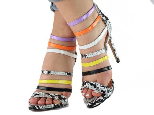 Biało czarne szpilki na platformie w paski 36 na Arena.pl