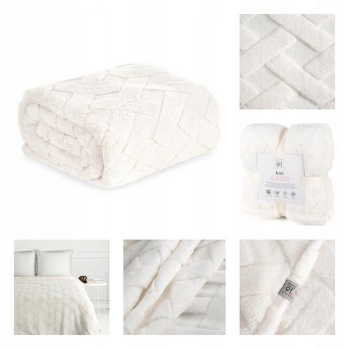 MIĘKKI KOC PLED GRUBY PUSZYSTY TŁOCZONY 200x220 NARZUTA NA ŁÓŻKO KANAPĘ na Arena.pl