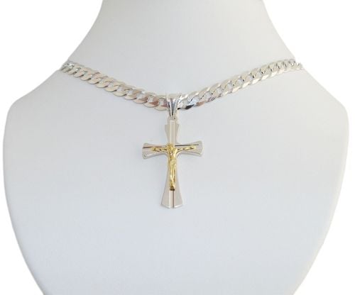 Srebrny Łańcuszek Męski Pancerka 6mm 55cm + Krzyż na Arena.pl