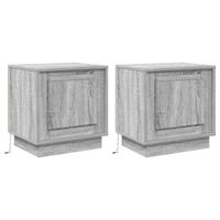Szafka Nocna z 2 pcs Szary 44 x 34.5 x 45 cm