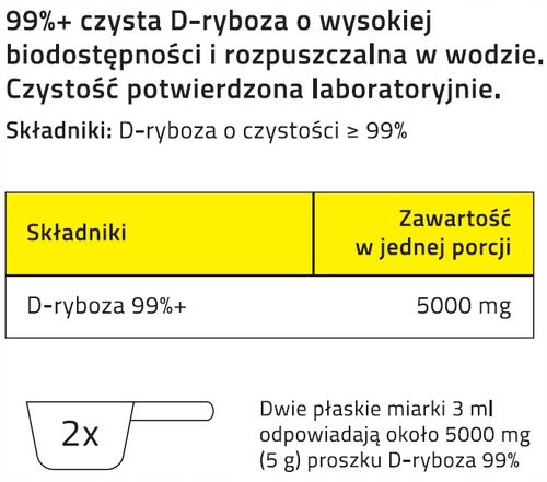 PROTON LABS D-RYBOZA stand. 99%+ PURE 200g Proszek Słodzik KETO ENERGIA ATP na Arena.pl