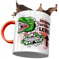 Kubek Pomarańczowy Śmieszny Co Dzień Wyższy Level Z Nadrukiem Ze Zdjęciem