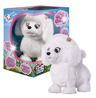 TM TOYS Interaktywny piesek biały PUDEL LILY reaguje na dotyk 2+