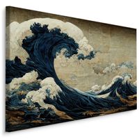 Obraz Do Salonu Styl JAPOŃSKI Fala Ocean Abstrakcja Styl Retro 100cm x 70cm