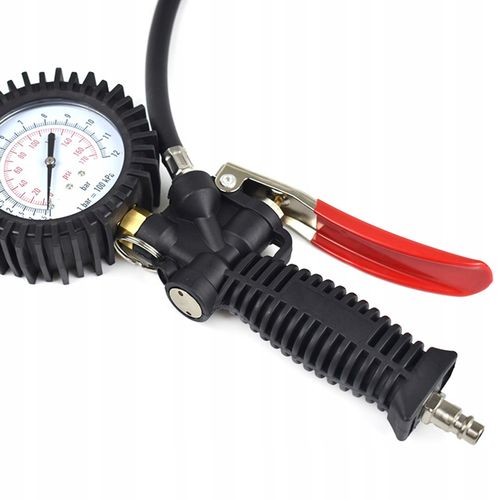 PISTOLET DO POMPOWANIA KÓŁ Z MANOMETREM 12 BAR ZAWÓR SPUSTOWY ZEGAR DUŻY XL na Arena.pl