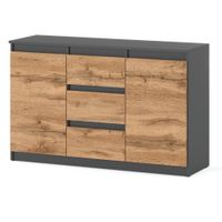 Komoda Nowoczesna Loft 120cm Szafka Agnes 3 Szuflady Salon Szara Wotan