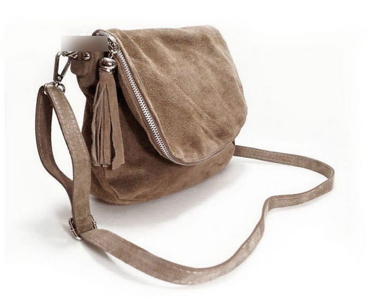 VERA PELLE torebka zamszowa listonoszka chlebak z paskiem V225 c.brązowa zdjęcie 4