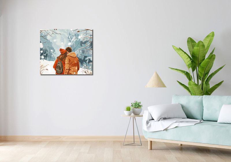 Obraz 70x60cm Razem w Śniegu zdjęcie 2