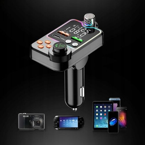 TRANSMITER FM ZESTAW GŁOŚNOMÓWIĄCY BT 5.0 ŁADOWANIE QC 3x USB PD RGB na Arena.pl