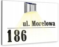 biała TABLICZKA ADRESOWA aluminowa numer posesji 40x30 cm lampka solarna