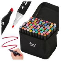 Markery alkoholowe dwustronne kolorowe w etui 80 sztuk flamastry pisaki