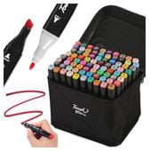 Markery alkoholowe dwustronne kolorowe w etui 80 sztuk flamastry pisaki