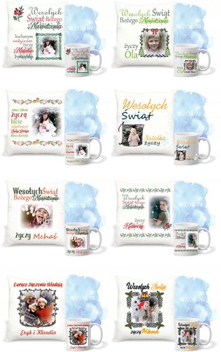 Zestaw PODUSZKA i KUBEK świąteczny PREZENT twoje zdjęcie imię różne wzory na Arena.pl