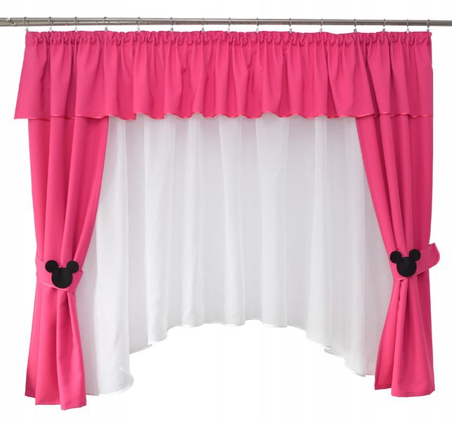 Firanka dziecięca komplet Myszka 1 zasłony róż zdjęcie 1
