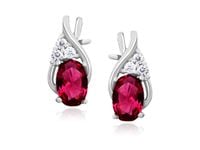 RODOWANE SREBRNE PODŁUŻNE KOLCZYKI RUBIN CYRKONIE