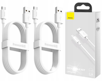 Kabel micro USB do USB Baseus Simple Wisdom, 2.1A, 1.5m (biały) 2szt.