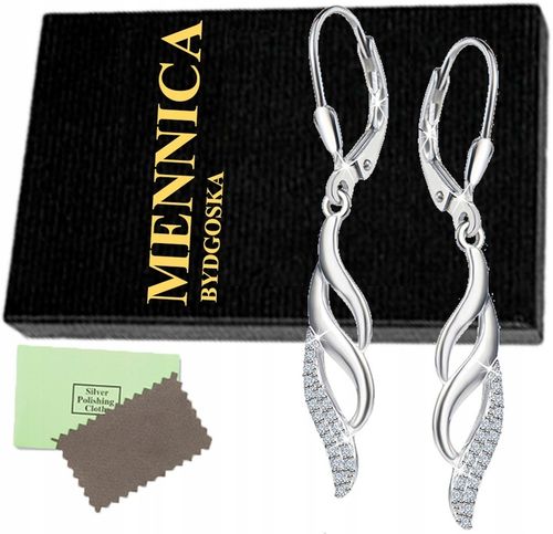 SREBRNE KOLCZYKI SREBRO DŁUGIE WISZĄCE KOLCZYKI SREBRO RODOWANE ORYGINALNE na Arena.pl