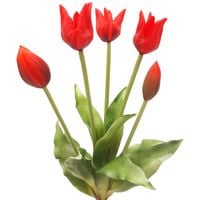 TULIPAN sztuczny TULIPANY SILIKONOWE BUKIET 5 sztuk CZERWONE