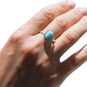 Pierścionek regulowany - owalny Larimar 11x7 w srebrze
