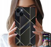 ETUI DO IPHONE 14 - ZŁOTE RAMKI, ELEGANCKIE WZORY + SZKŁO