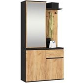 Szafa do przedpokoju z lustrem ENTRO 95 cm duża garderoba - czarny craft