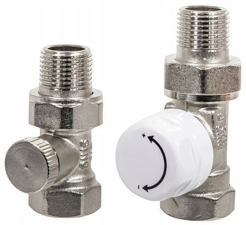ZESTAW TERMOSTATYCZNY PROSTY ZAWÓR ZASILAJĄCY POWROTNY GŁOWICA DO GRZEJNIKA na Arena.pl
