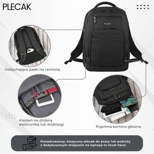 plecak na laptopa podróżny do biura wielofunkcyjny czarny na Arena.pl