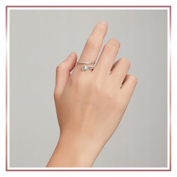 Srebrny Pierścionek Otwarty LŚNIĄCY WĄŻ S925 zdjęcie 8