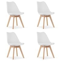 Zestaw komplet krzeseł MARK białe drewniane nogi 4szt