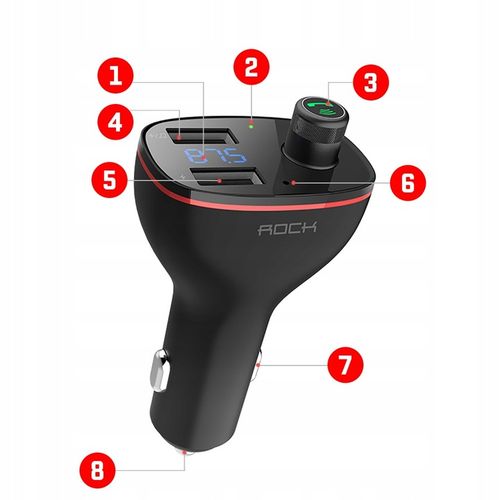 ROCK B300 TRANSMITER FM BLUETOOTH+ŁADOWARKA 2xUSB na Arena.pl