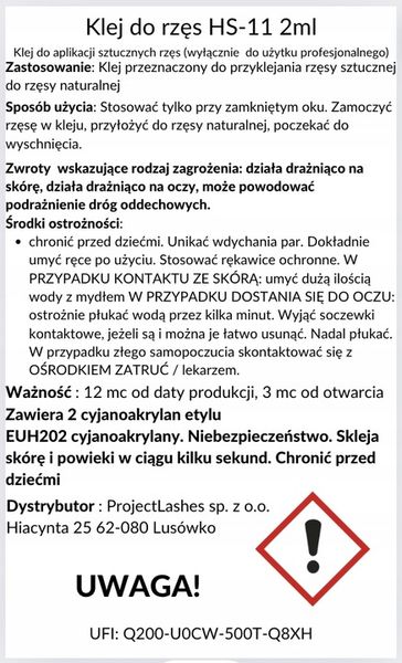 Klej do przedłużania rzęs HS-11 ProjectLashes 2g + GRATIS szybki zdjęcie 5