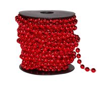 ŁAŃCUCH CHOINKOWY 10 m perły koraliki CZERWONE girlanda na szpuli